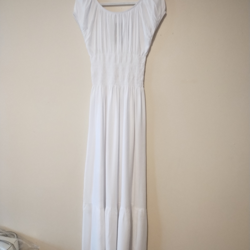 Luxurious White Maxi Dress 100% Cotton 100% Organic Cotton Fits XS -M
